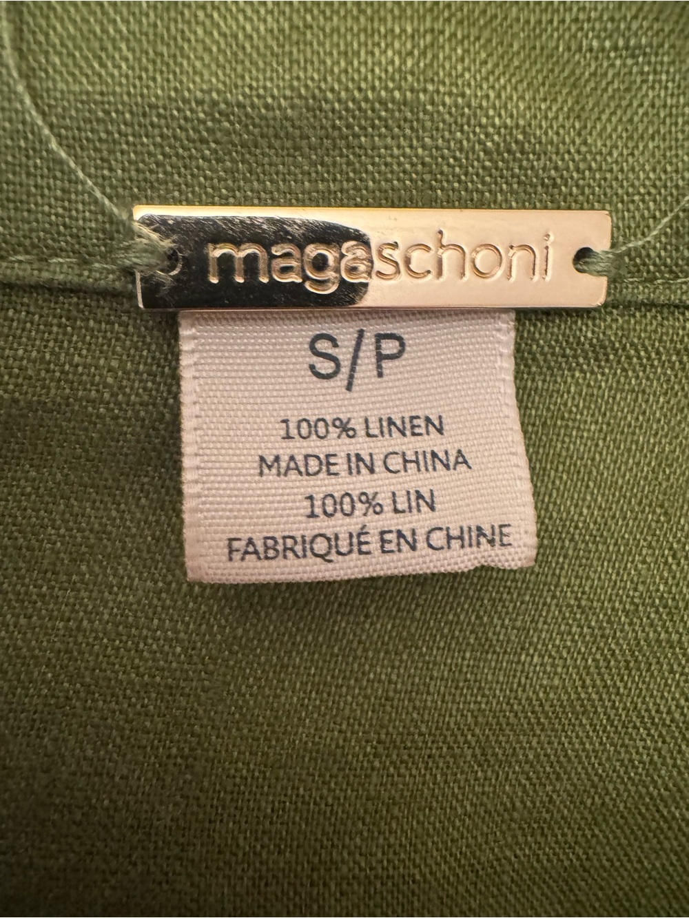 Magaschoni Olive Green Linen Button-Down Shirt - Picture 4 of 6